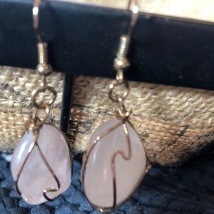 Wire wrapped rose quart earrings